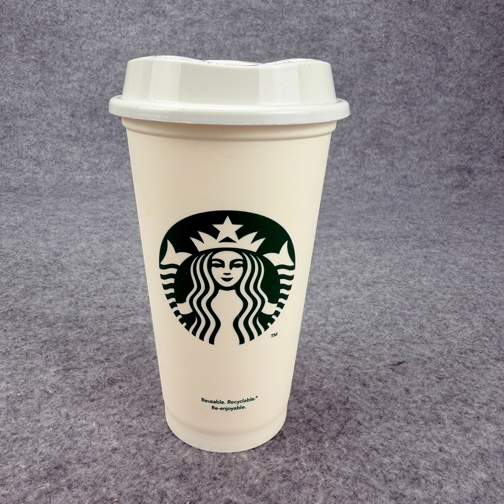 Starbucks Reusable Grande 16oz Plastic Hot Cup with Lid, Cream Order Checklist